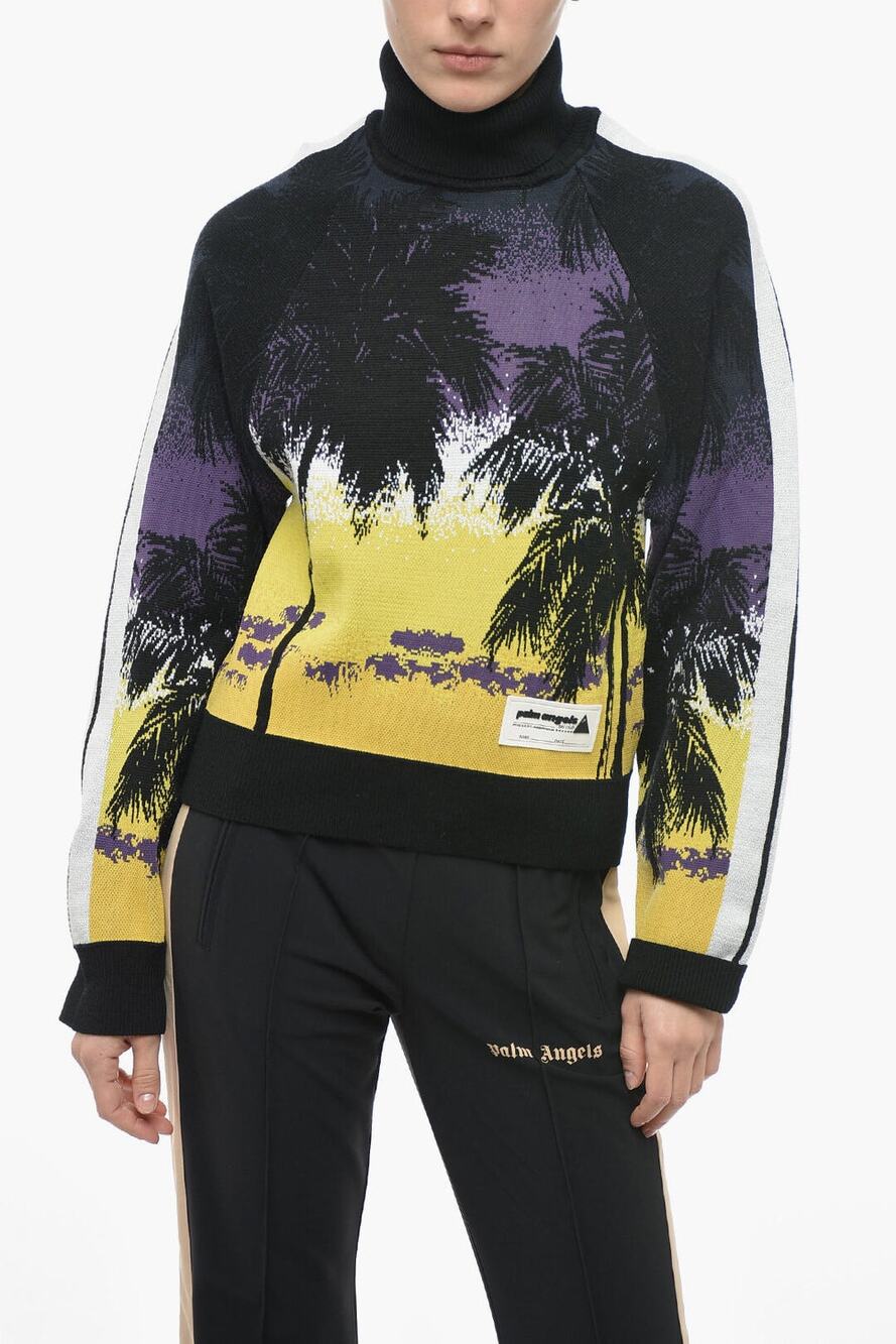 Palm Angels palm sunset knit black turtleneck size large